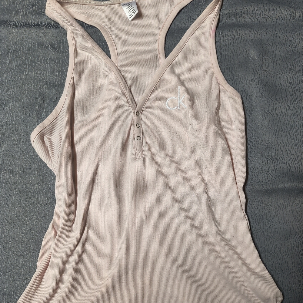 Calvin Klein Women's Pink Ribbed Tank Top